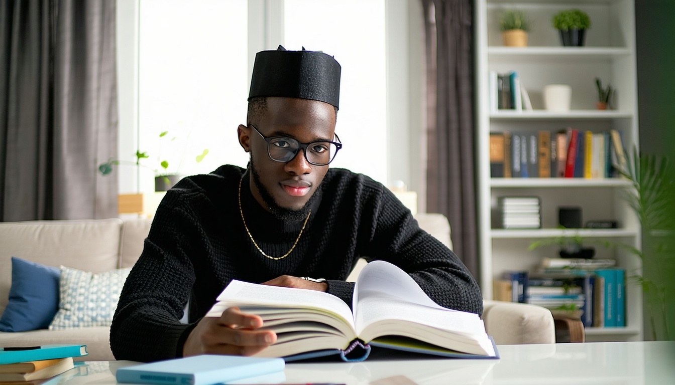 Student studying CFA® materials at home