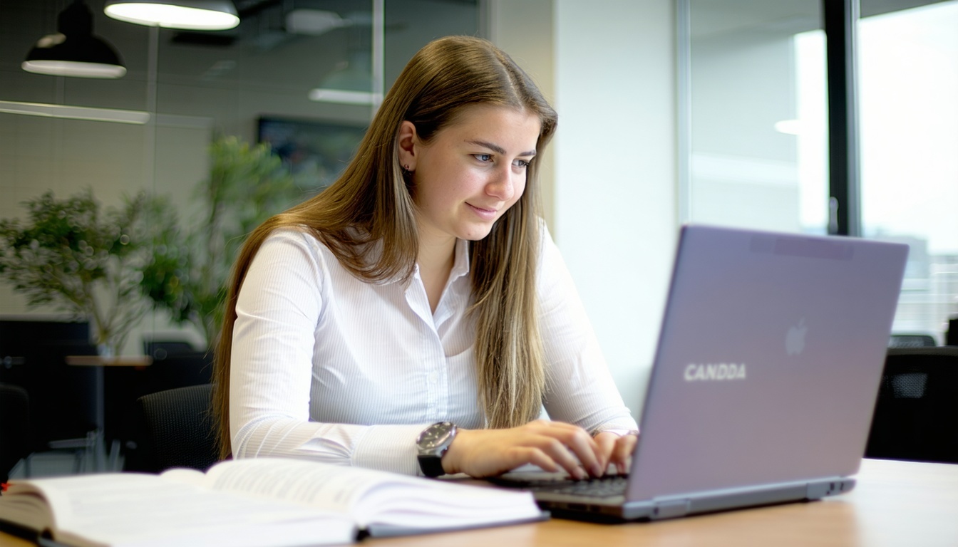 Student using the Canadian Securities Course online portal